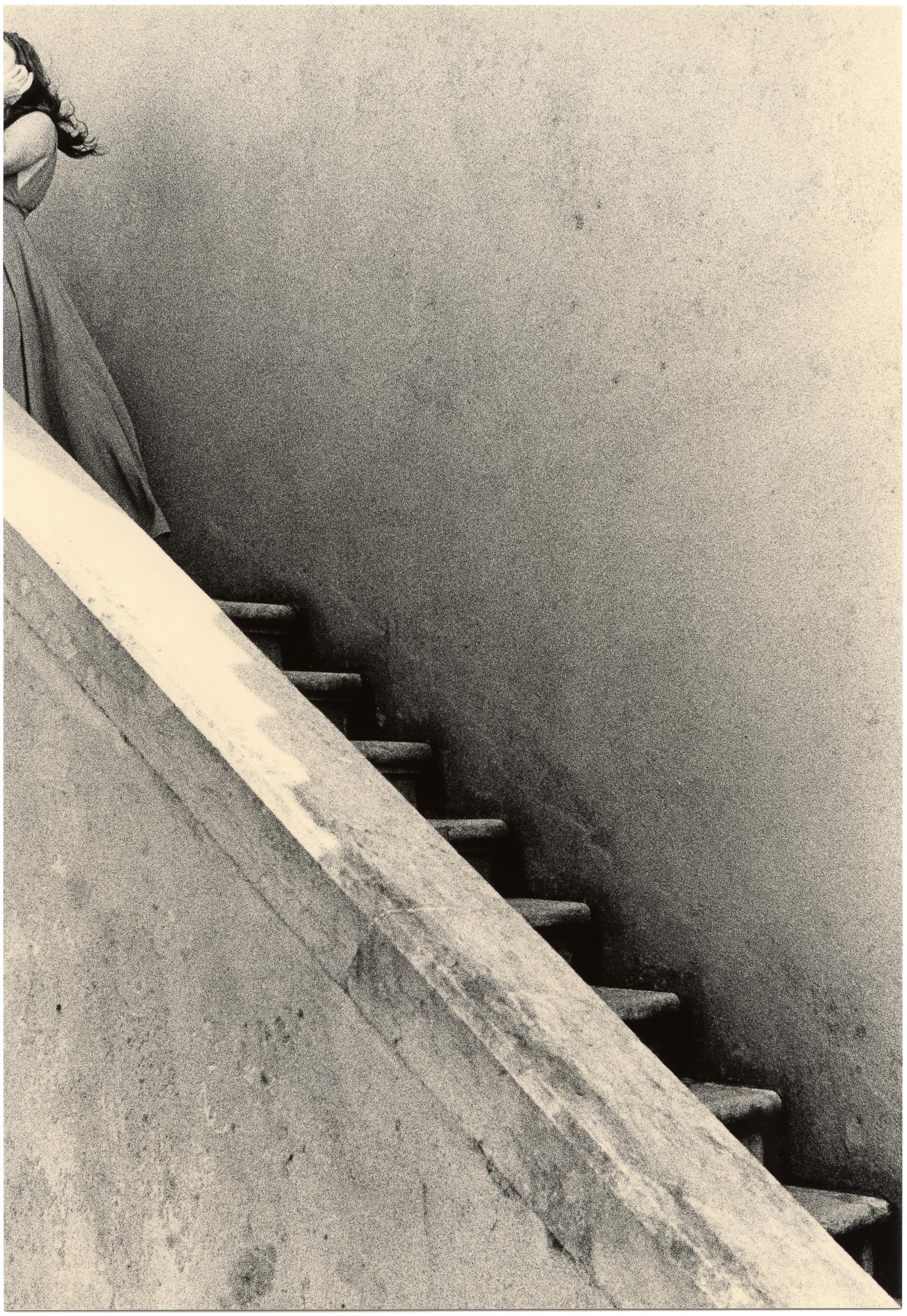Mikael Siirilä Black and White Photograph - Untitled (stairs and dress)