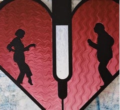 contemporary pop art "Adrenaline, Pulp Fiction" Acrylic on Panel, red