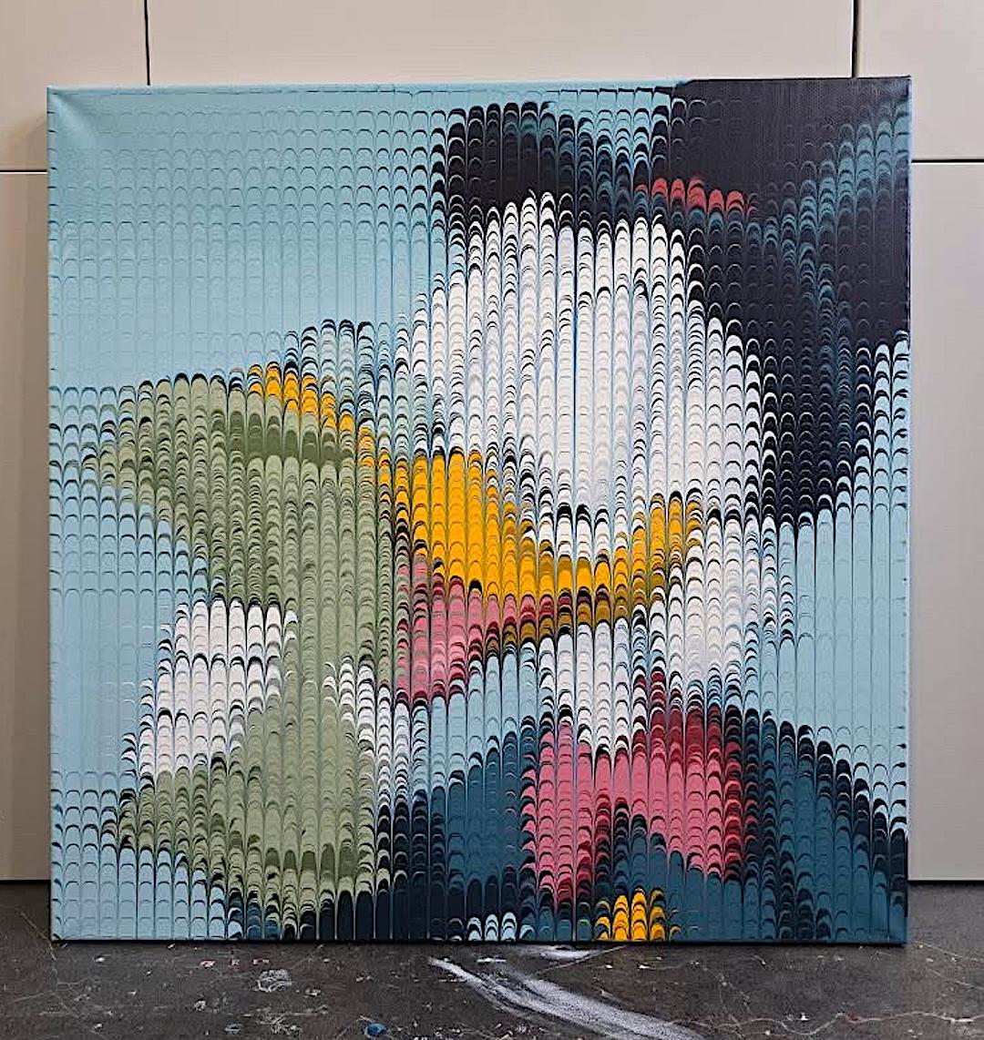 Contemporary pop art Acrylic on Canvas Hand painted Disney figurative interior - Gray Interior Painting by Mikael Takacs