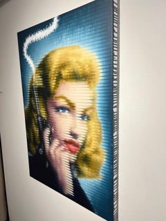 Contemporary pop art Acrylic on Canvas Hand painted Smoking Blonde figurative