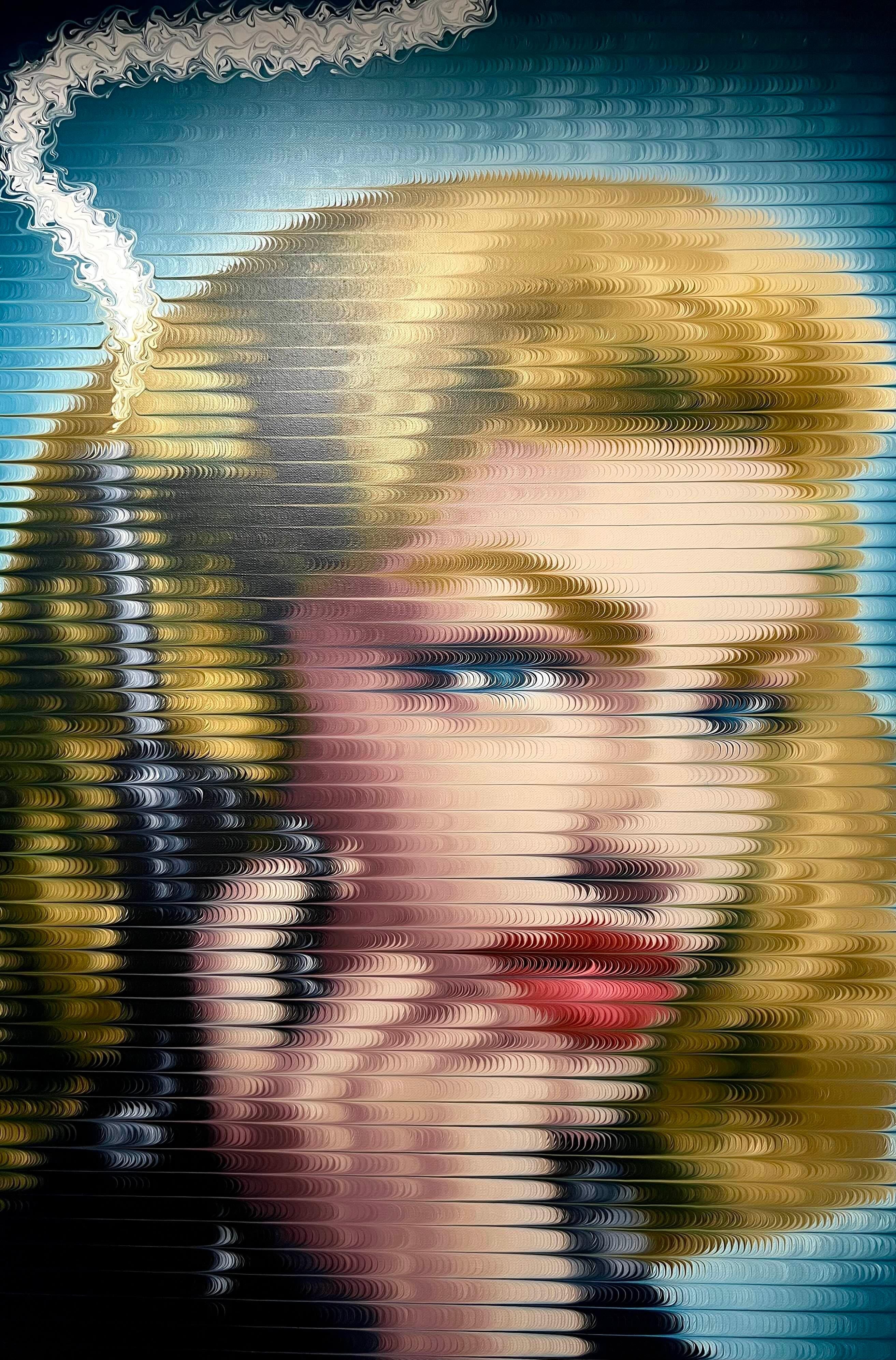Contemporary pop art Acrylic on Canvas Hand painted Smoking Blonde figurative - Pop Art Painting by Mikael Takacs