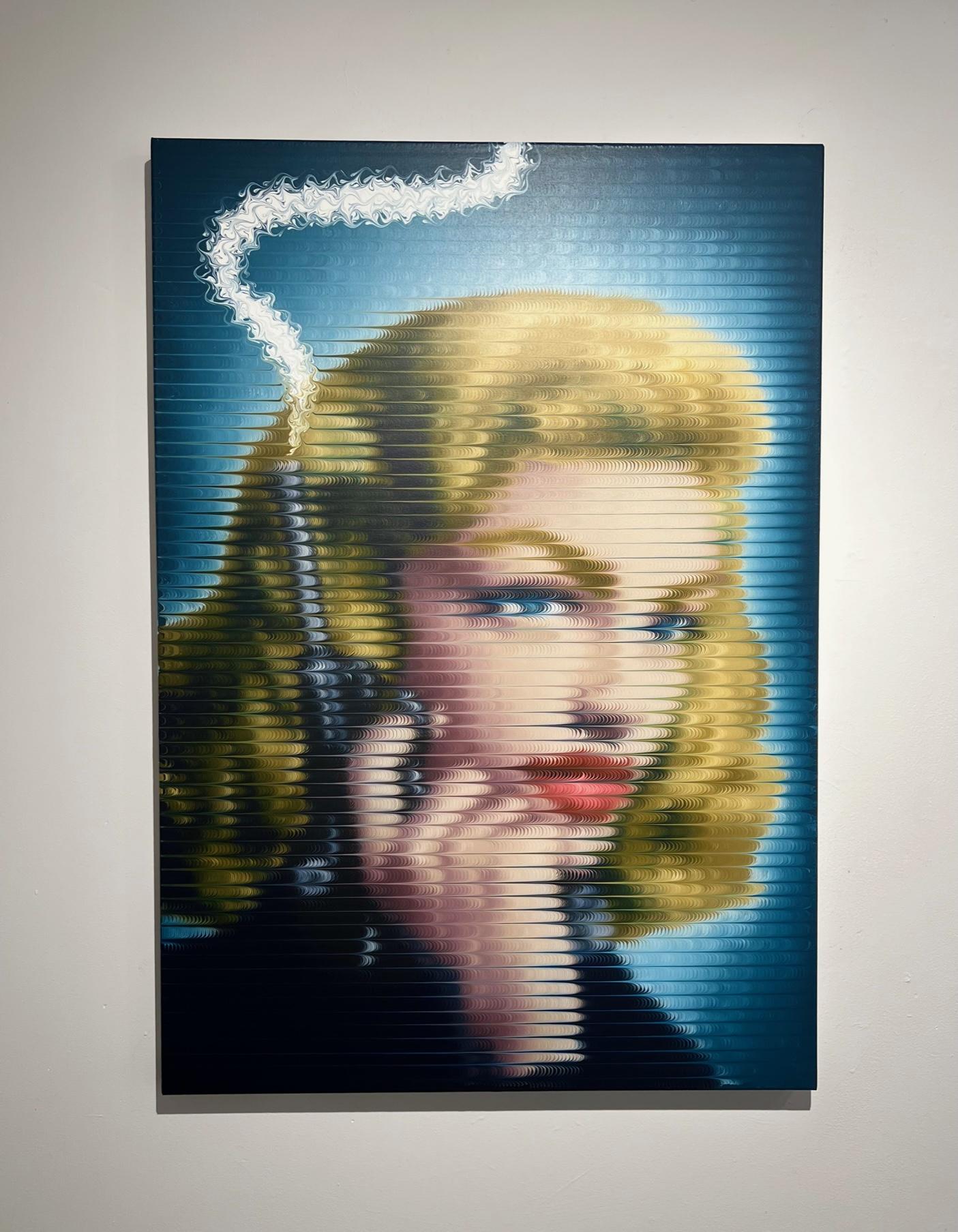Contemporary pop art Acrylic on Canvas Hand painted Smoking Blonde figurative