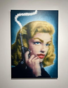 Contemporary pop art Acrylic on Canvas Hand painted Smoking Blonde figurative