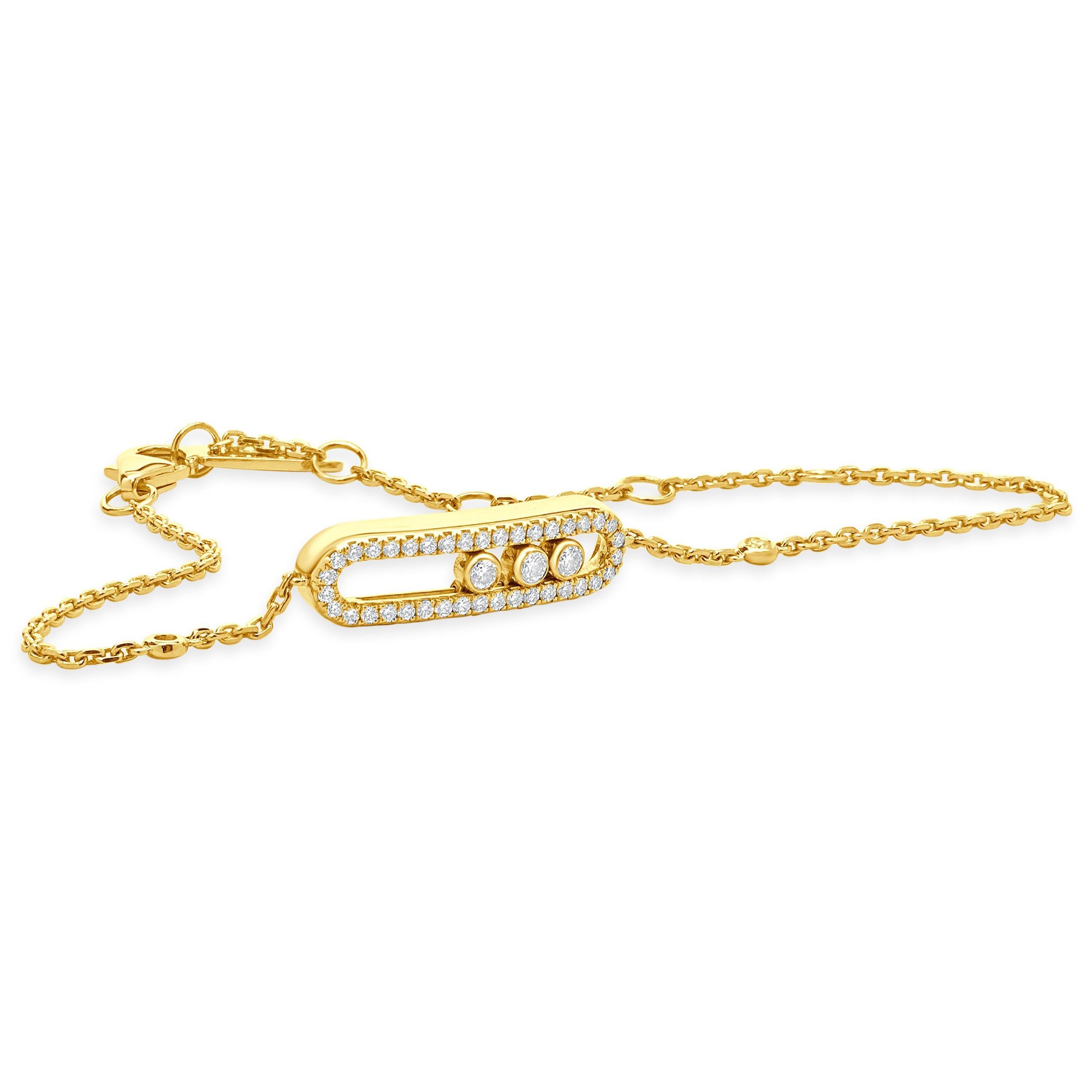 Diseñadora: Mikassa
Material: oro rosa de 18 quilates
Diamante: 45 talla brillante redonda = 0,35cttw
Color: G
Claridad: VS1
Dimensiones: la pulsera se ajusta a una muñeca de 7,25 pulgadas
Peso: 3.75 gramos

No incluye caja ni papeles