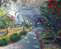 « The Curvy Path », grand paysage impressionniste coloré de Mike Ball