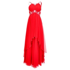 Mike Benet 1960s Red Gown with Pearl & Beaded Embellishments
