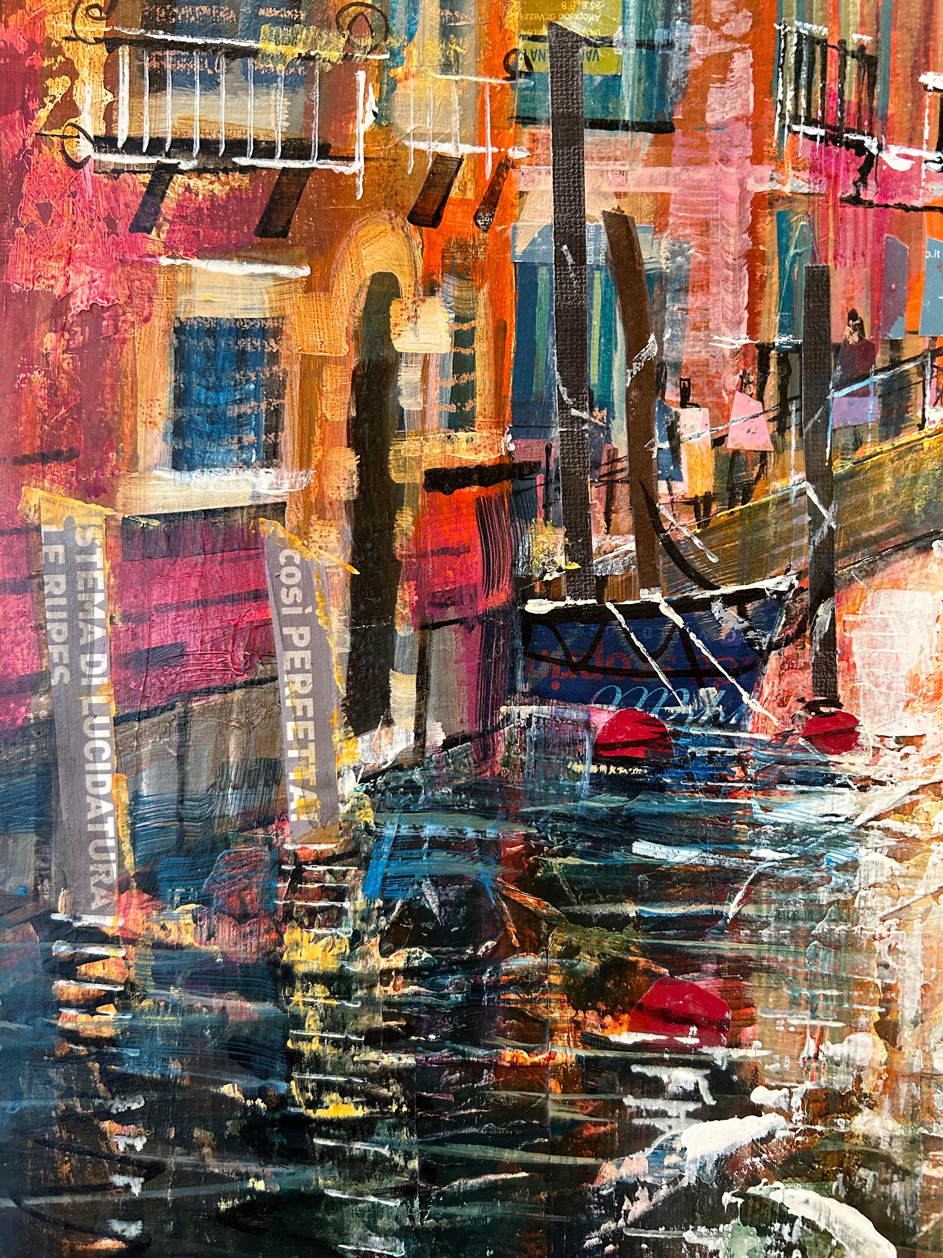Riflessi del canale, Venezia, Paesaggio a tecnica mista dei canali di Venezia 5