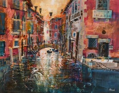 Riflessi del canale, Venezia, Paesaggio a tecnica mista dei canali di Venezia