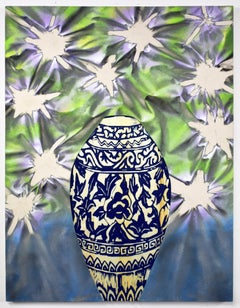 Mike Carney, Still (Real) LYF 27, blue and white ginger jar floral wall art