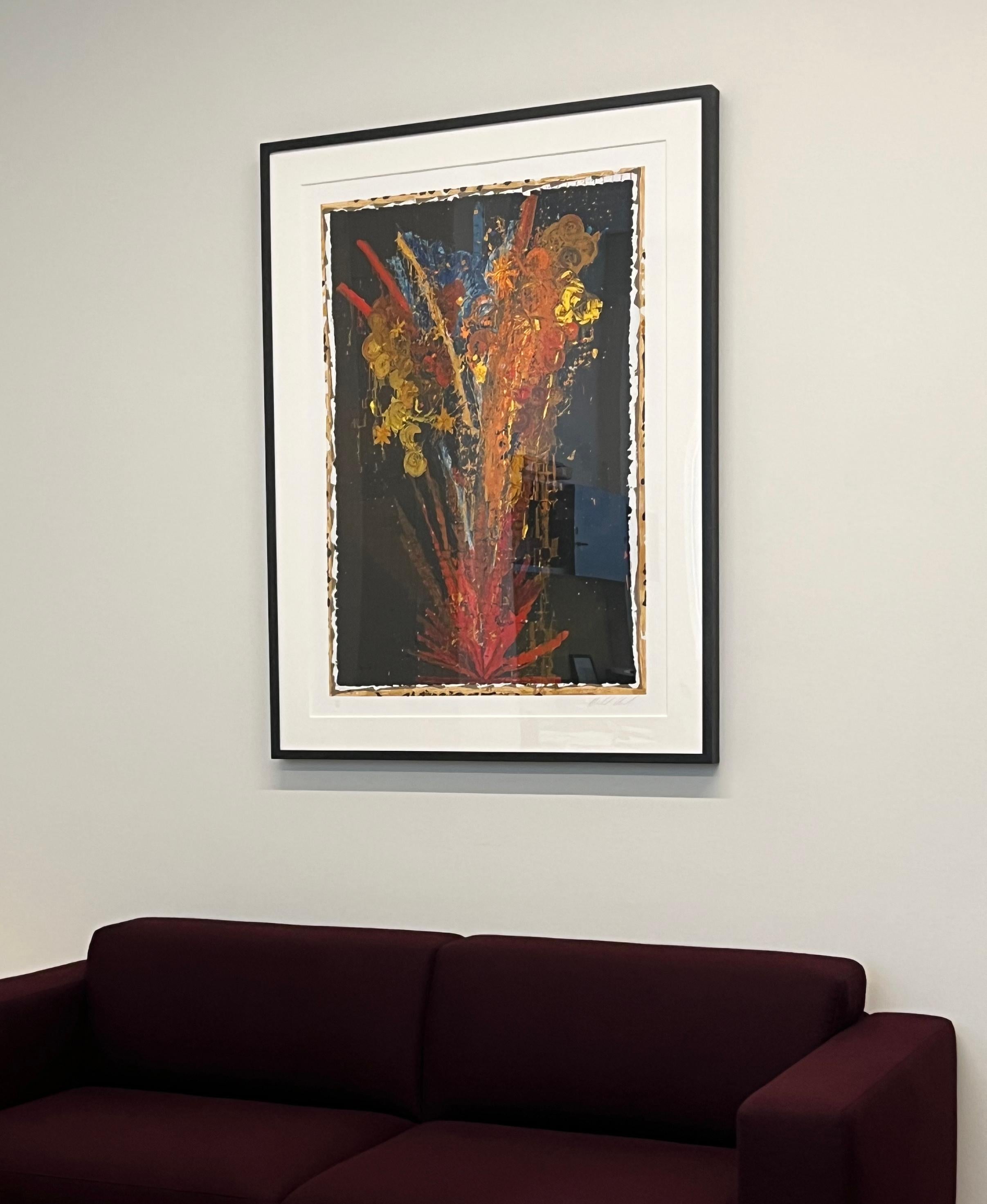 Large Abstract von Mike Cloud (bunte abstrakte Formen auf einem Gittermuster) im Angebot 2