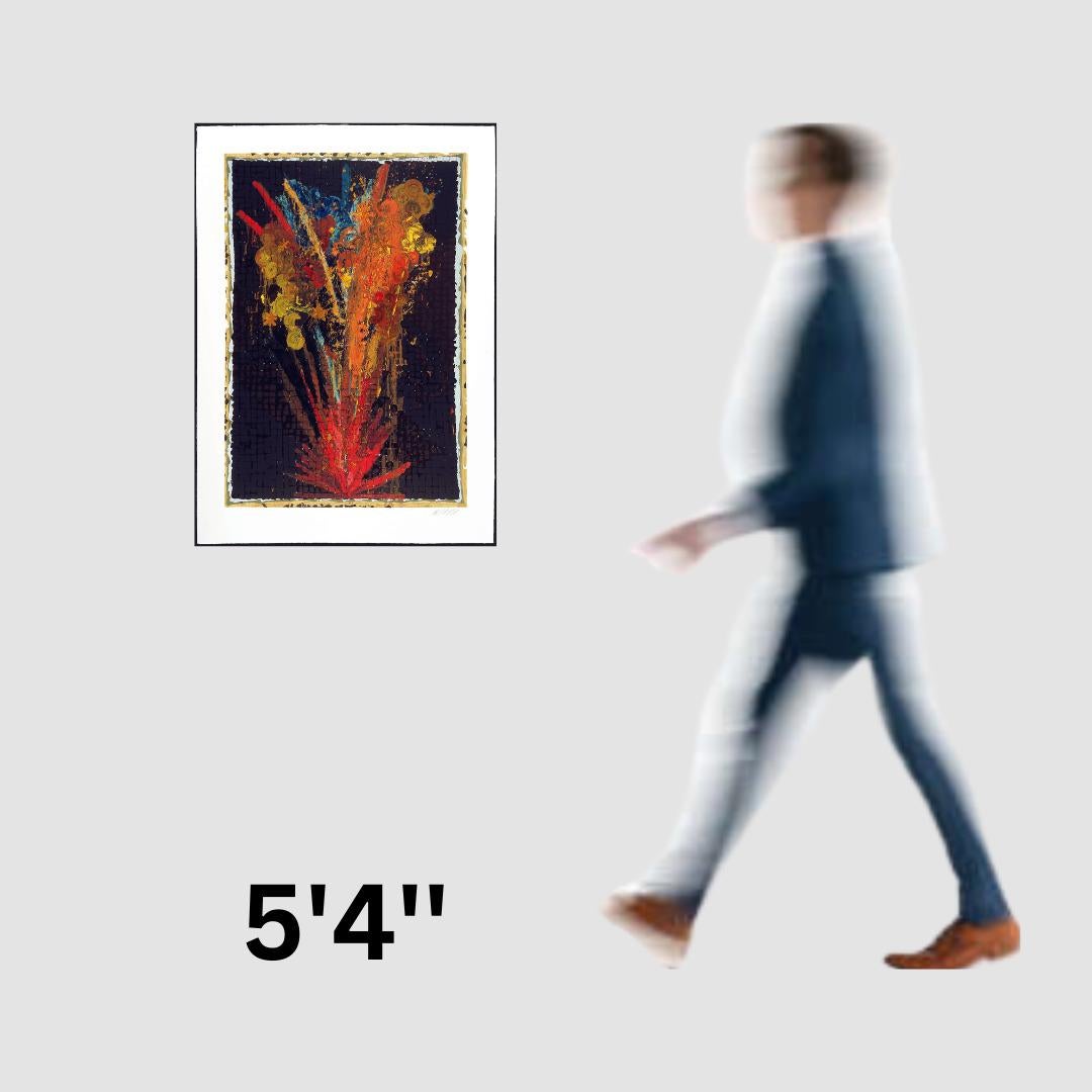 Large Abstract von Mike Cloud (bunte abstrakte Formen auf einem Gittermuster) im Angebot 3