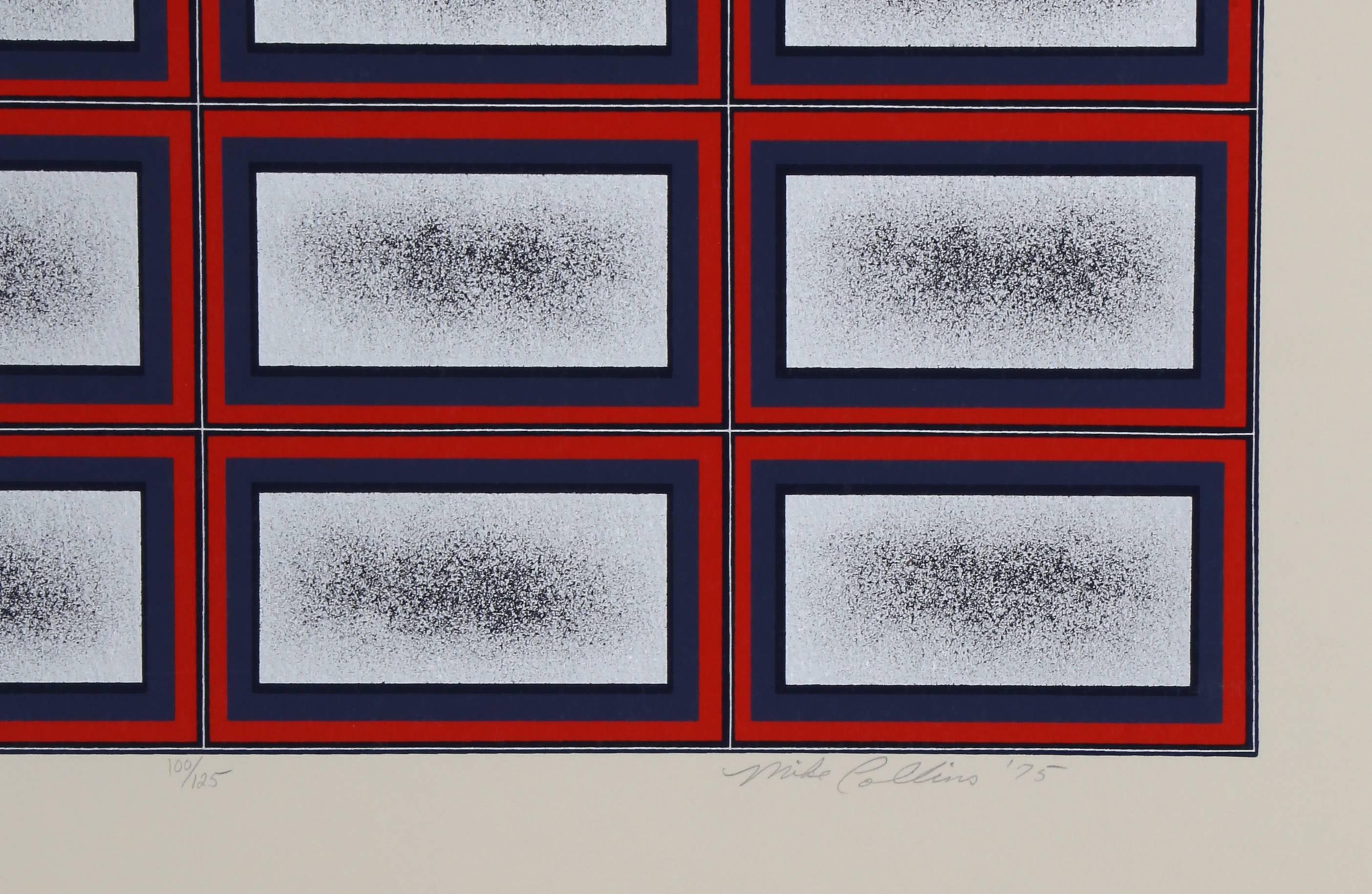 « Twenty Structured Rectangles », impression géométrique rouge et noire de Mike Collins en vente 1