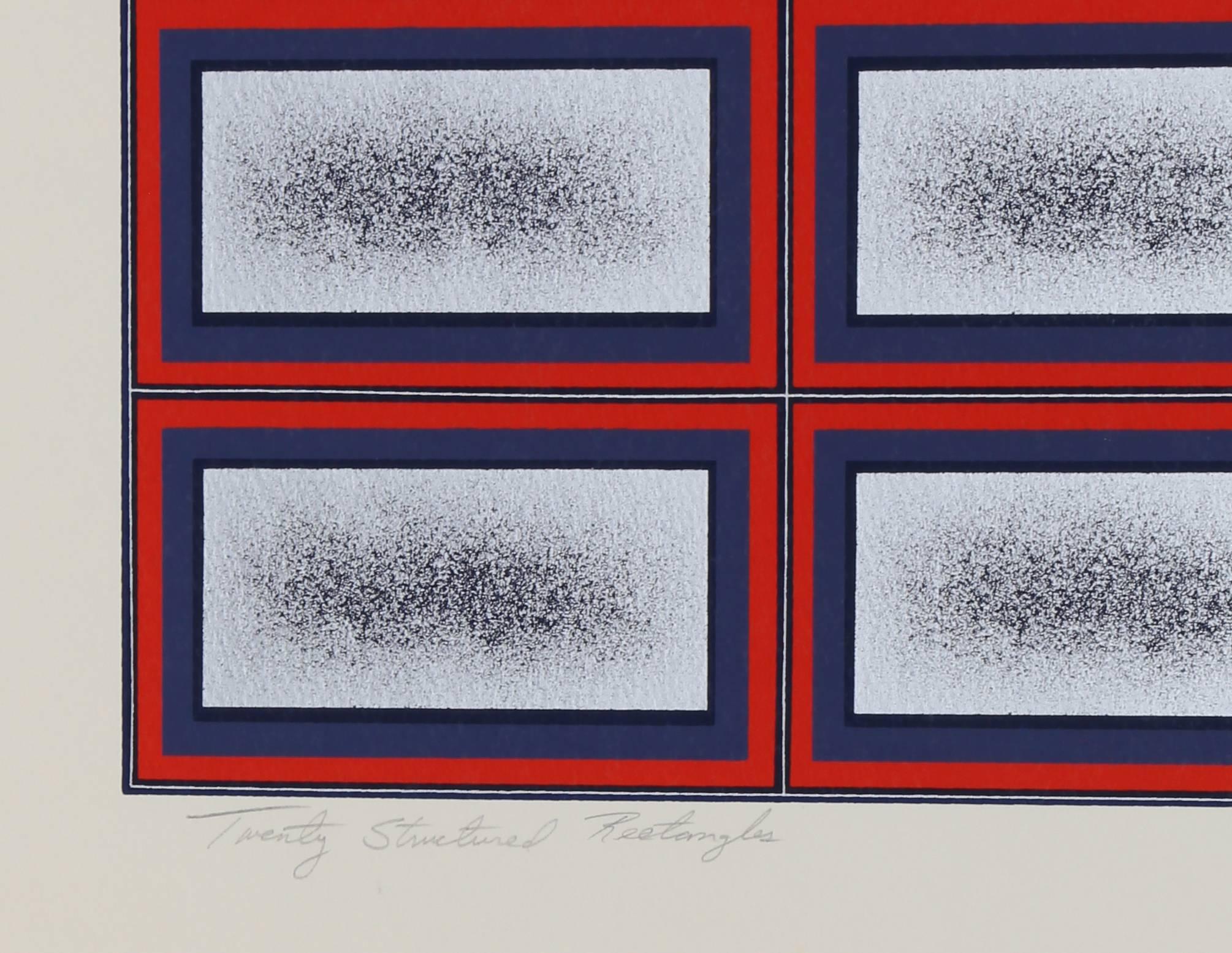 « Twenty Structured Rectangles », impression géométrique rouge et noire de Mike Collins en vente 2