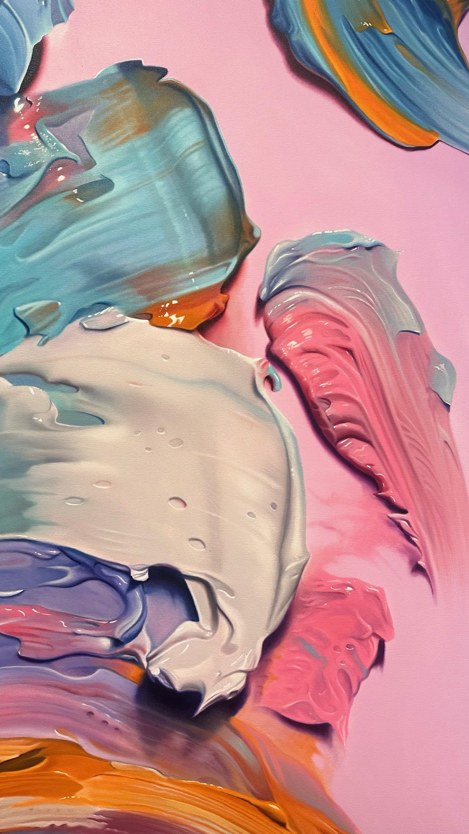 S'épanouir à l'intérieur - Violet Abstract Painting par Mike Dargas