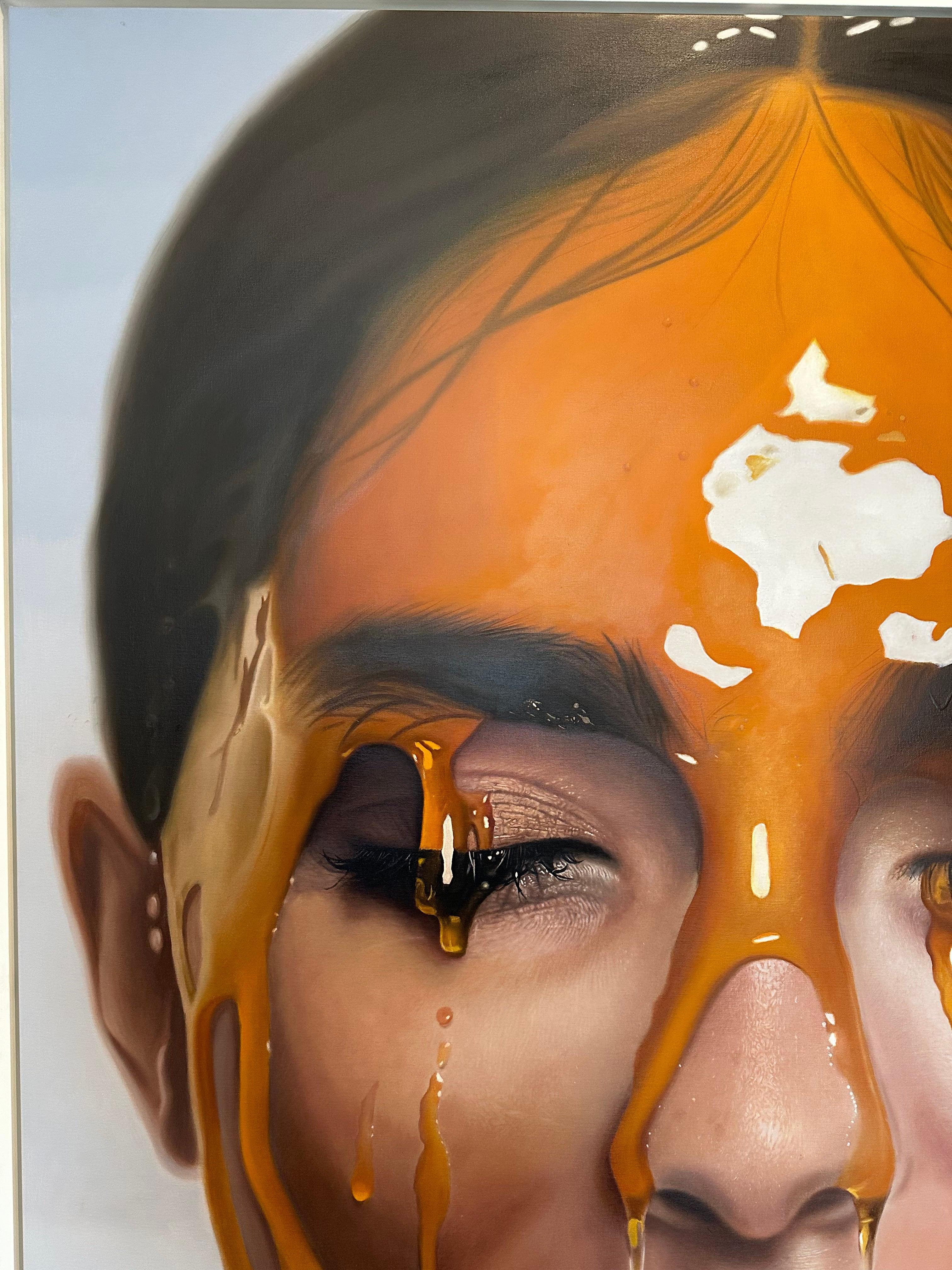 Dolce soddisfazione - Portrait Painting Marrone di Mike Dargas