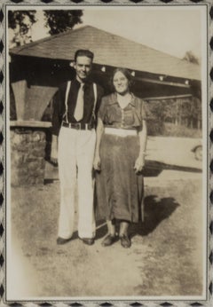 Couple, vintage gelatin silver contact print by Mike Disfarmer
