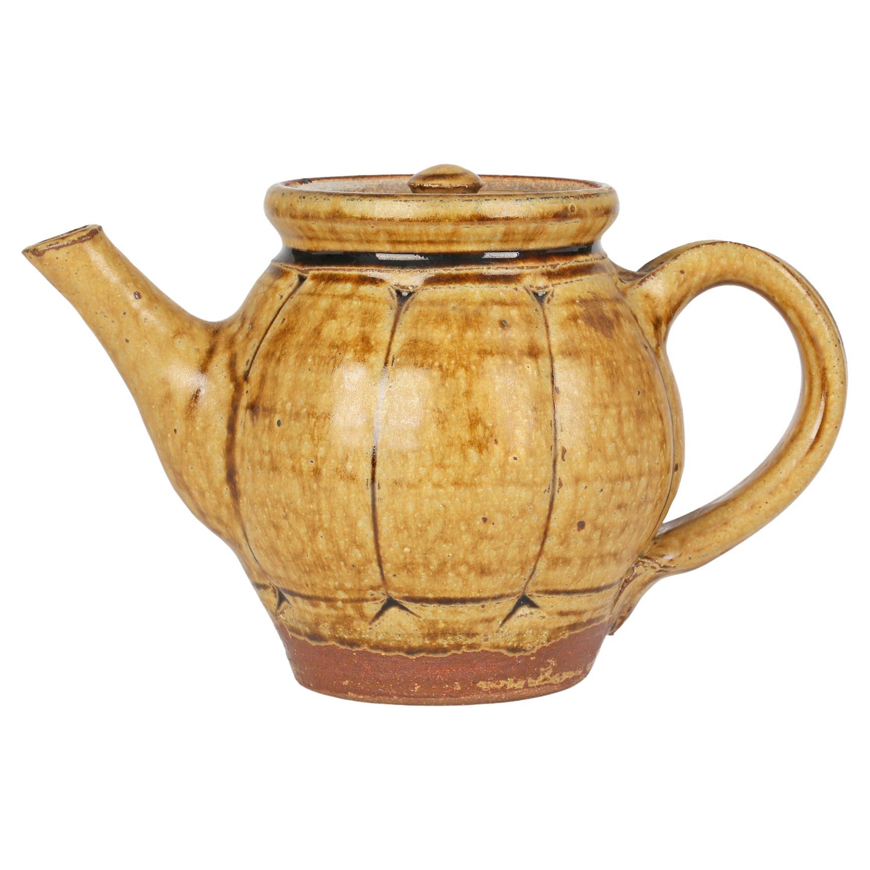 Mike Dodd Studio Pottery Brown Ash Glazed Teapot and Cover For Sale