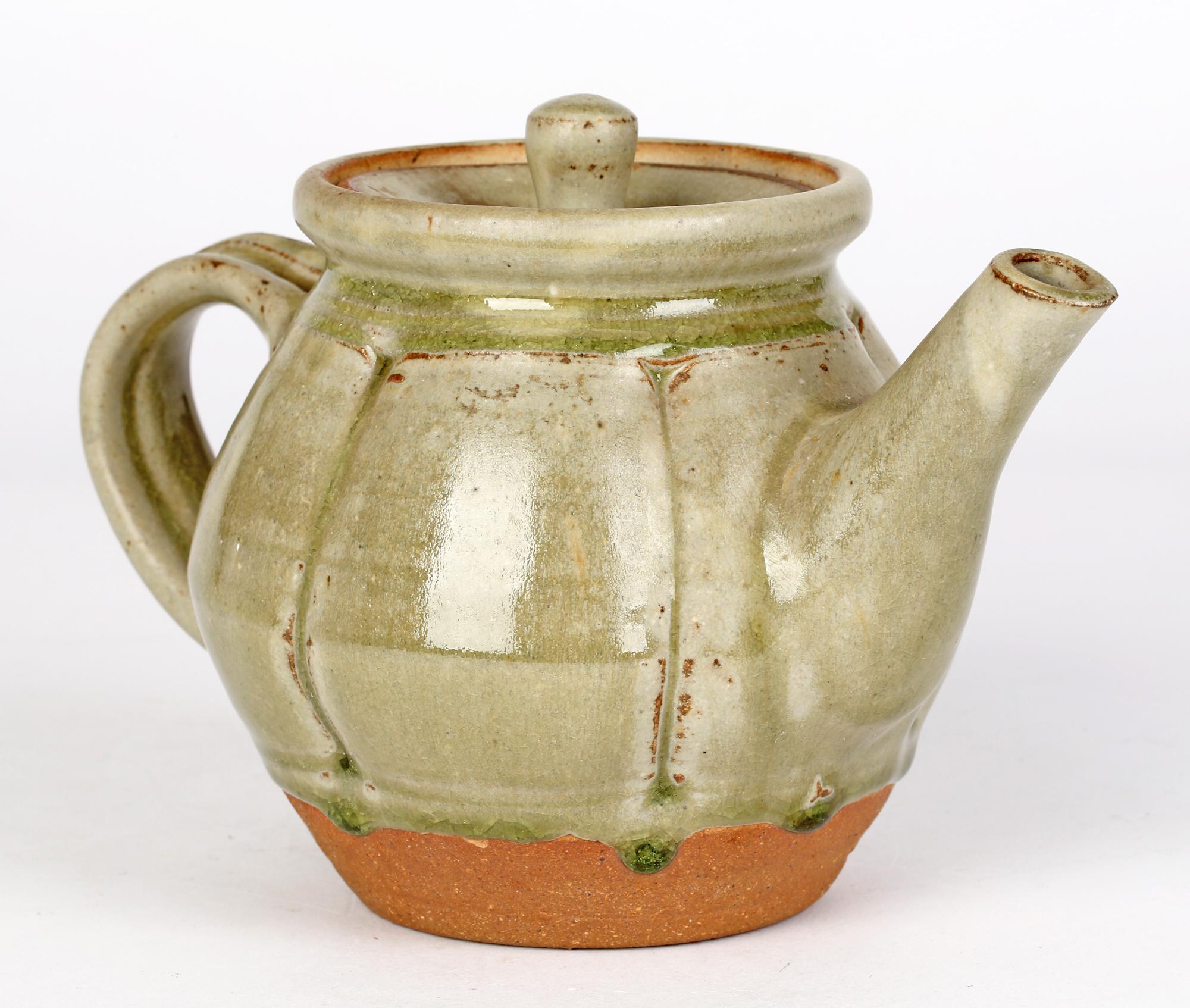 Clay Mike Dodd Studio Pottery Green Ash Glazed Teapot and Cover For Sale
