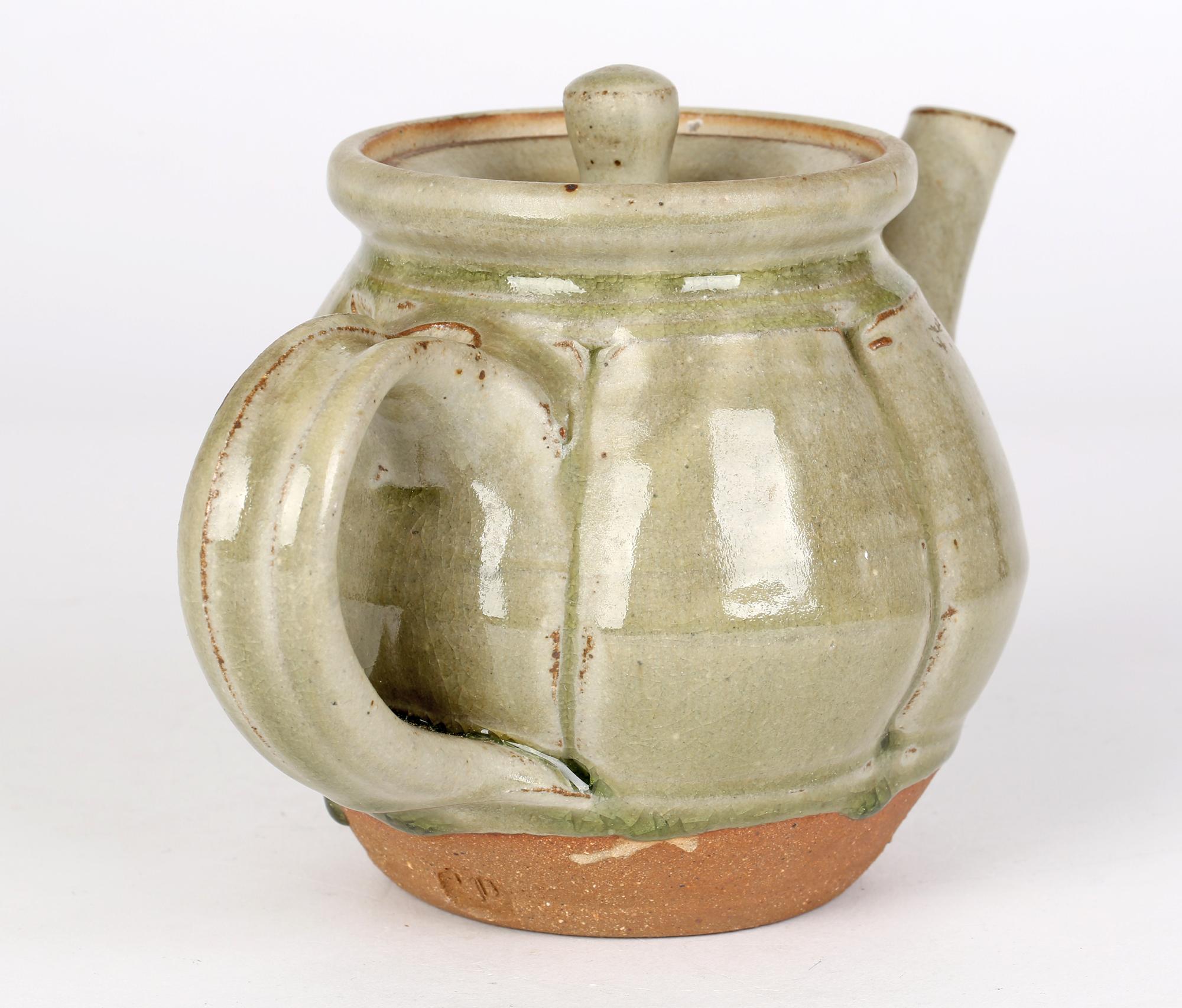 Mike Dodd Studio Pottery Green Ash Glazed Teapot and Cover For Sale 2