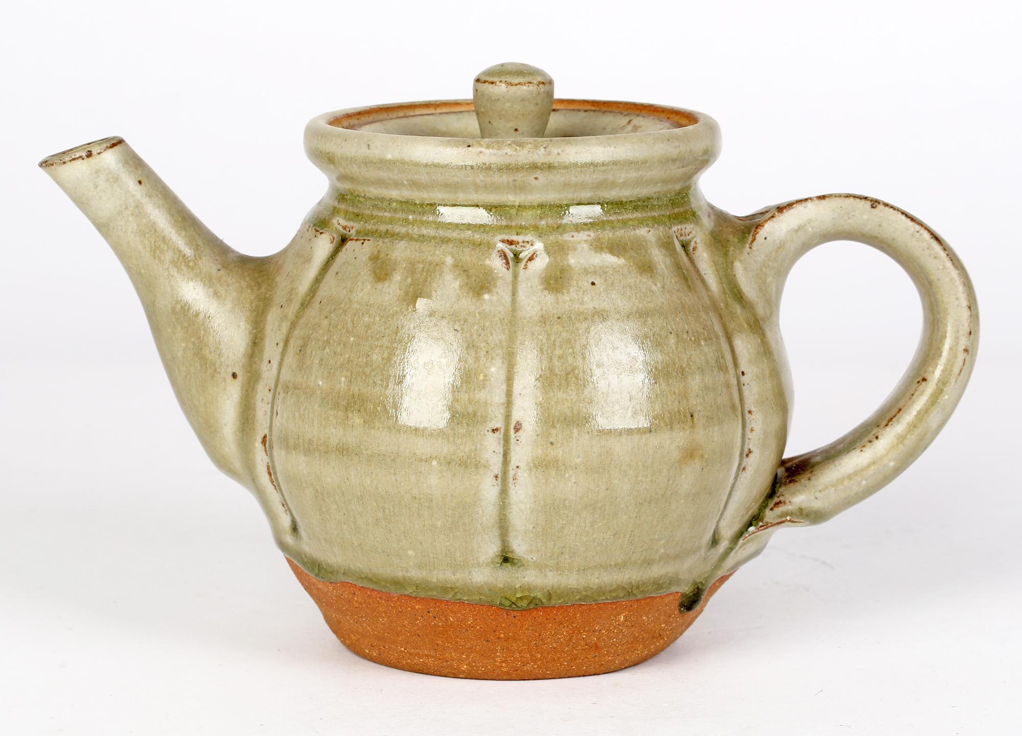 Mike Dodd Studio Pottery Green Ash Glazed Teapot and Cover For Sale 4