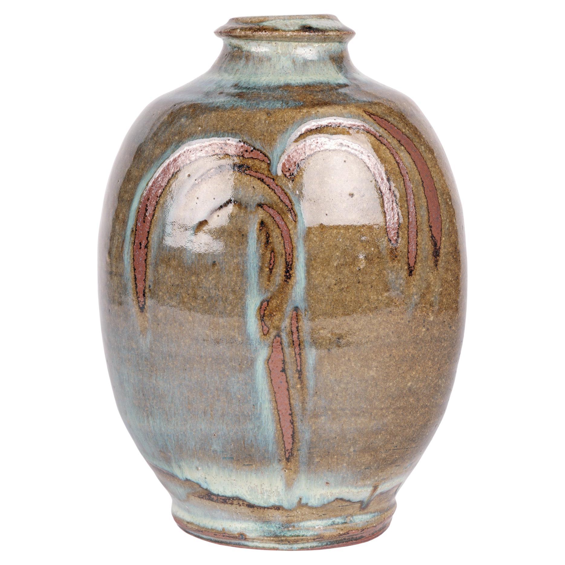 Mike Dodd Studio Pottery Vase with Stylized Tree Design For Sale