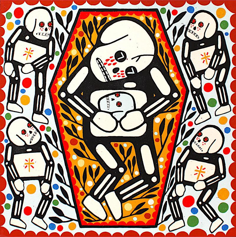Figurative Painting di Mike Egan - Eravamo al tuo funerale