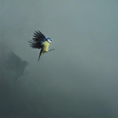 Apex - Blue Tit Bird in Flight: Oil on Canvas