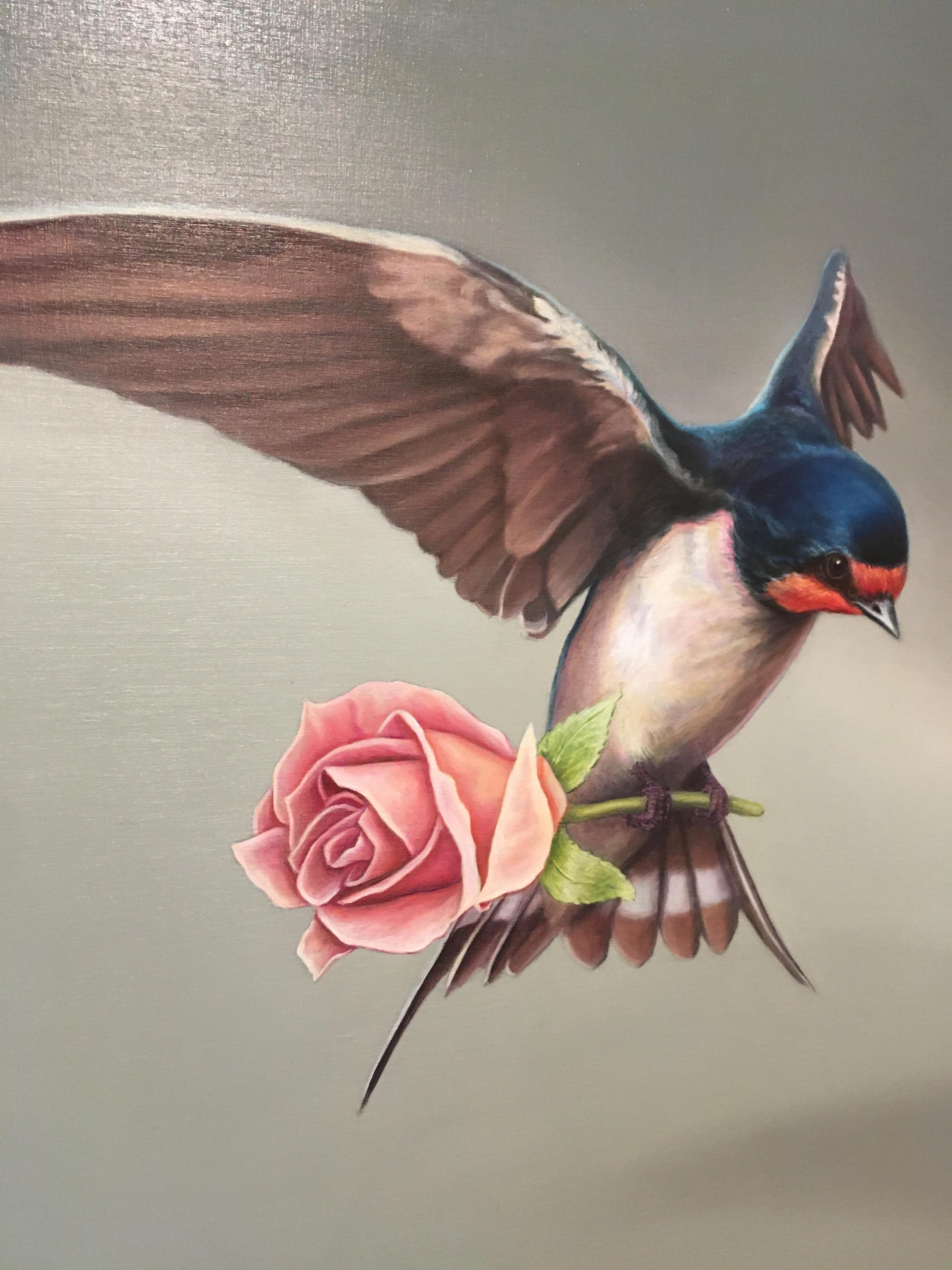 bird with rose