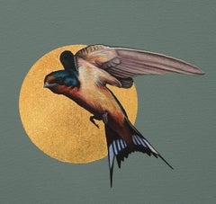 Helios III - Oiseau en vol / Peinture à l'huile sur toile