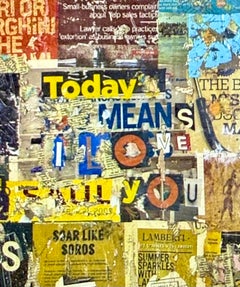 Large Mike Falcon Torn Paper Collage Painting Assemblage Pop Art Decollage