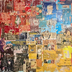 Large Mike Falcon Torn Paper Collage Painting Assemblage Pop Art Decollage