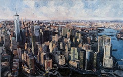 NYC Financial District - original contemporary cityscape impasto oil painting