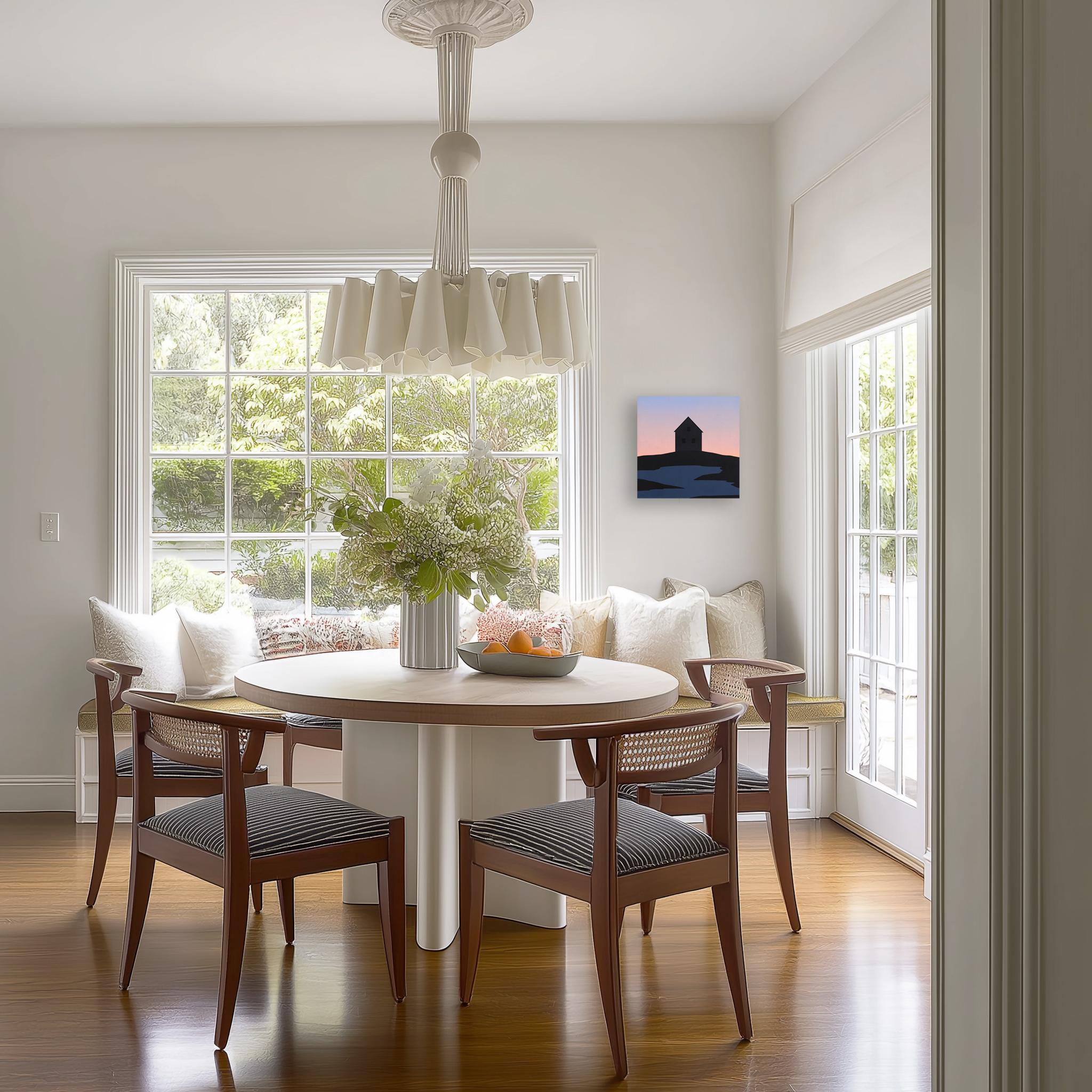 Nach der Sonne - Original Moody Serene Sonnenuntergang Landschaft Acrylgemälde auf PAnel (Zeitgenössisch), Mixed Media Art, von Mike Gough