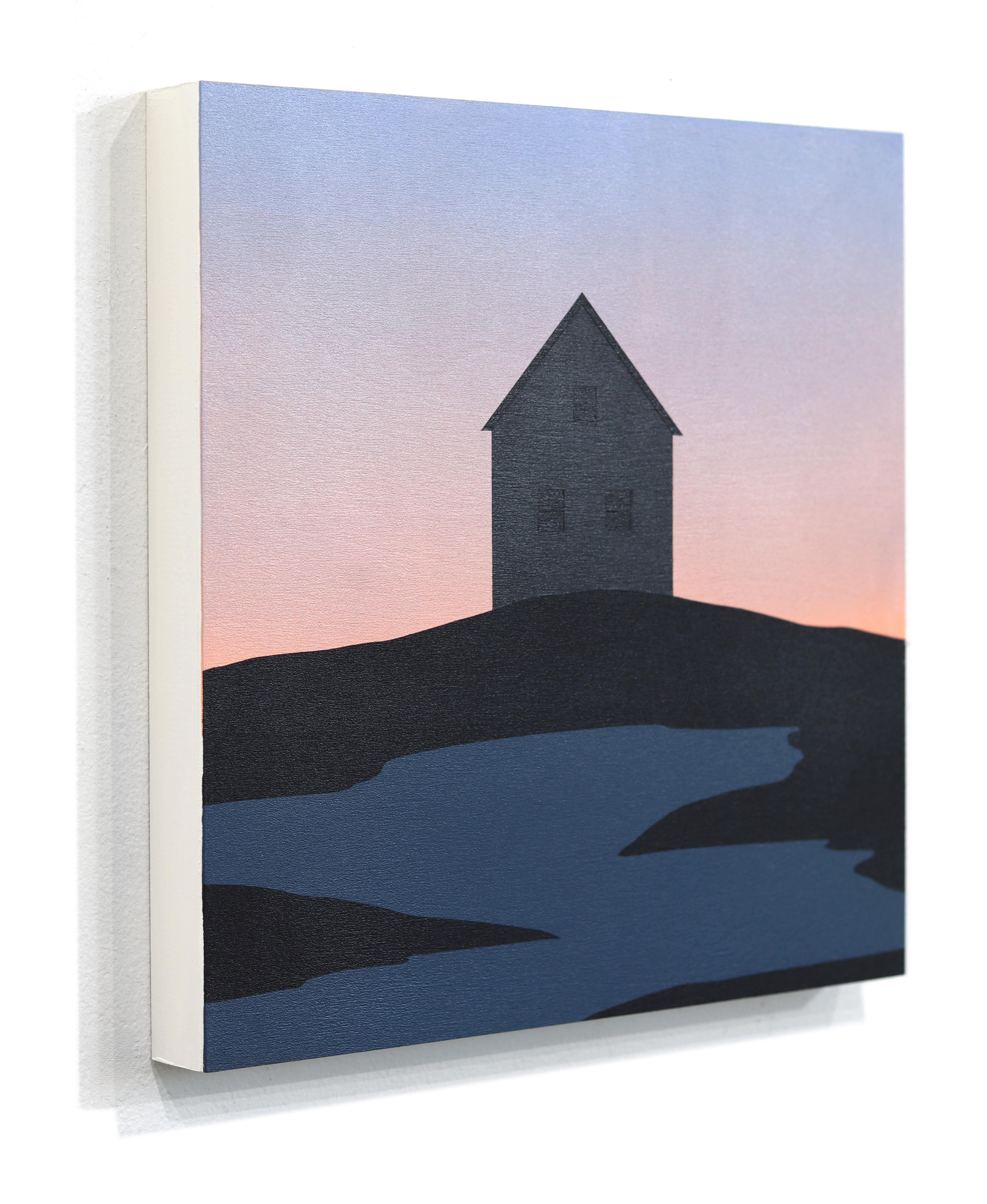 Nach der Sonne - Original Moody Serene Sonnenuntergang Landschaft Acrylgemälde auf PAnel im Angebot 1