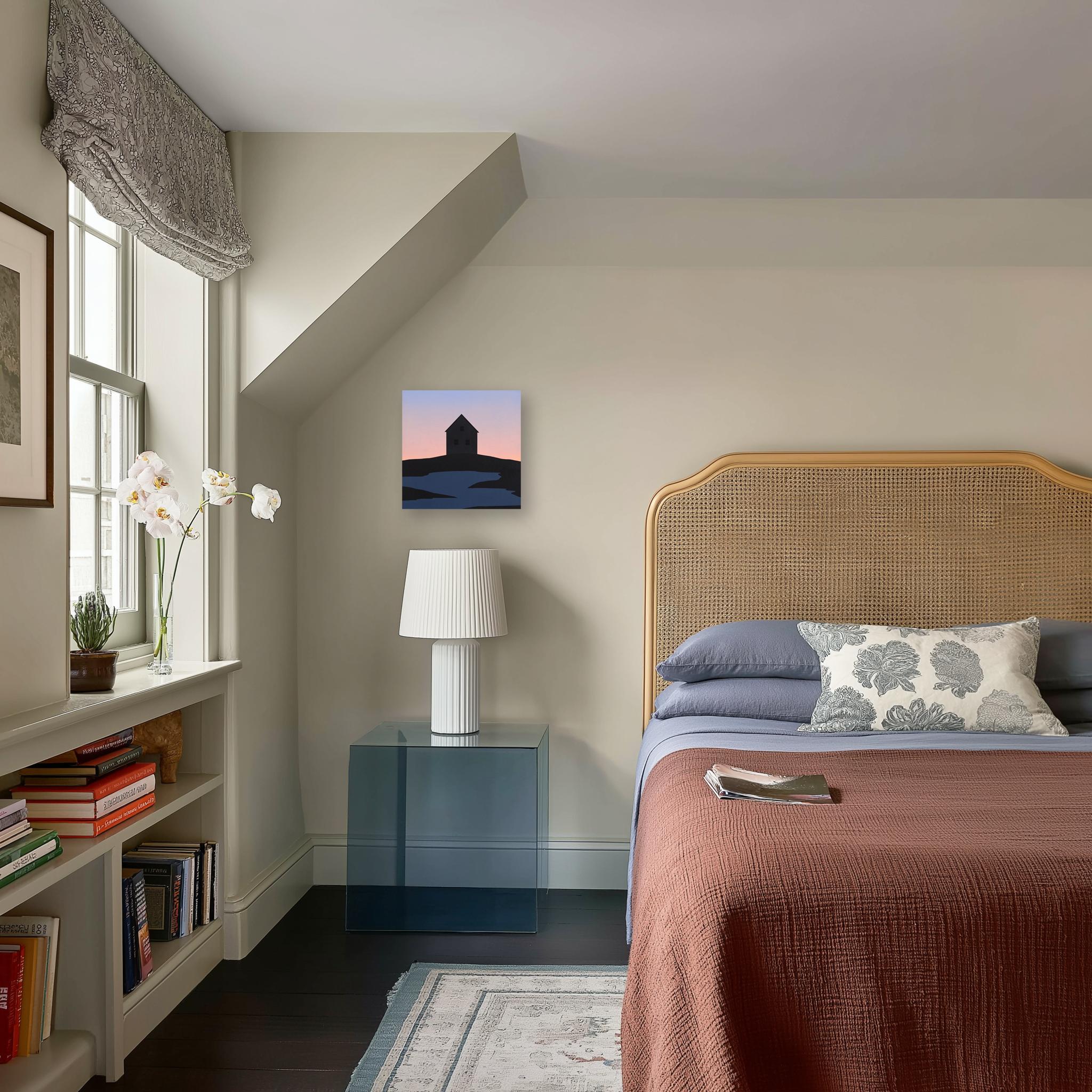 Nach der Sonne - Original Moody Serene Sonnenuntergang Landschaft Acrylgemälde auf PAnel im Angebot 3