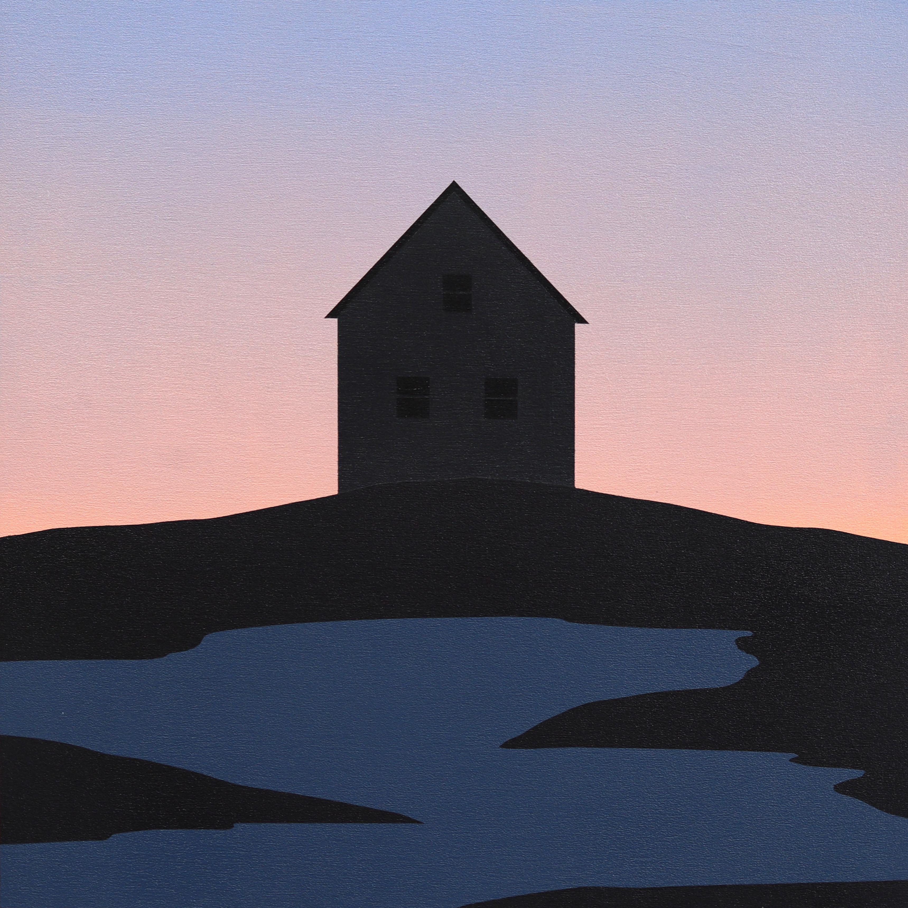 Nach der Sonne - Original Moody Serene Sonnenuntergang Landschaft Acrylgemälde auf PAnel