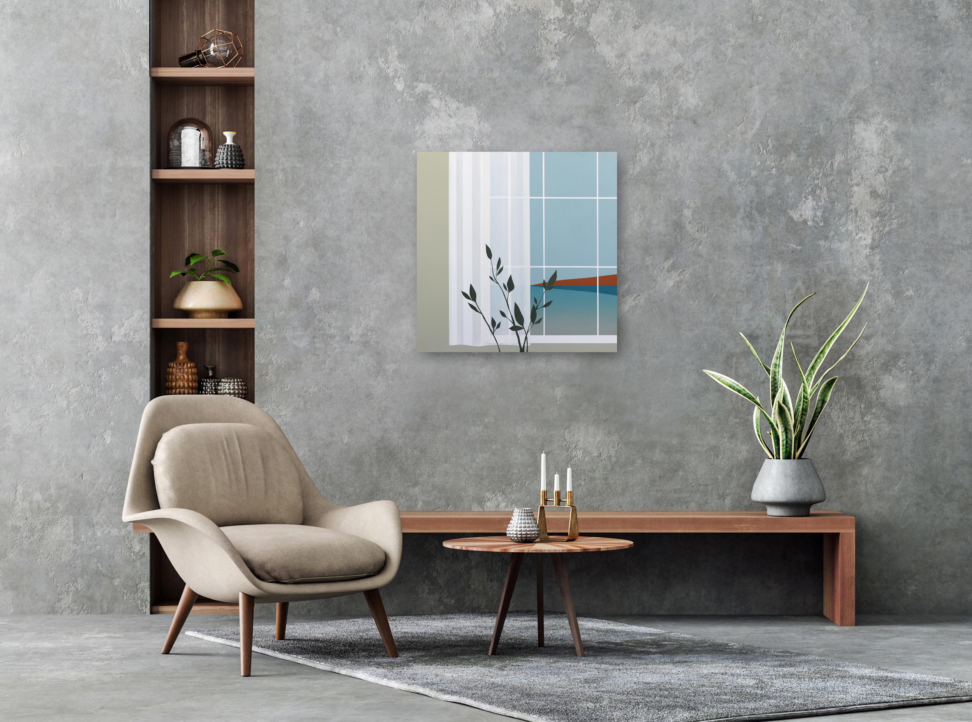 Around The Bay - Minimalist Scenic Landscape Painting For Sale 4