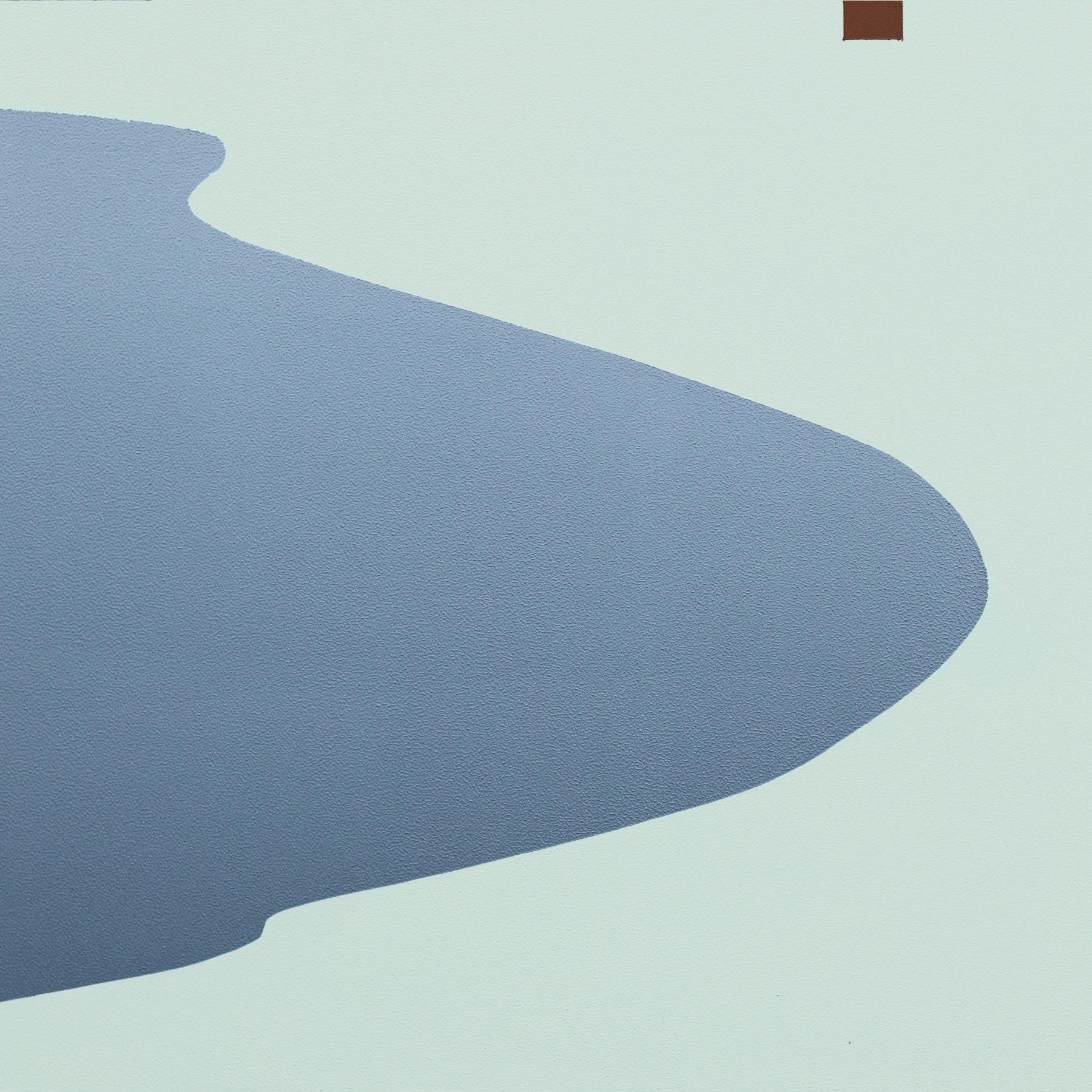 Casa cerca del lago -  Pintura minimalista de un paisaje sereno en venta 3