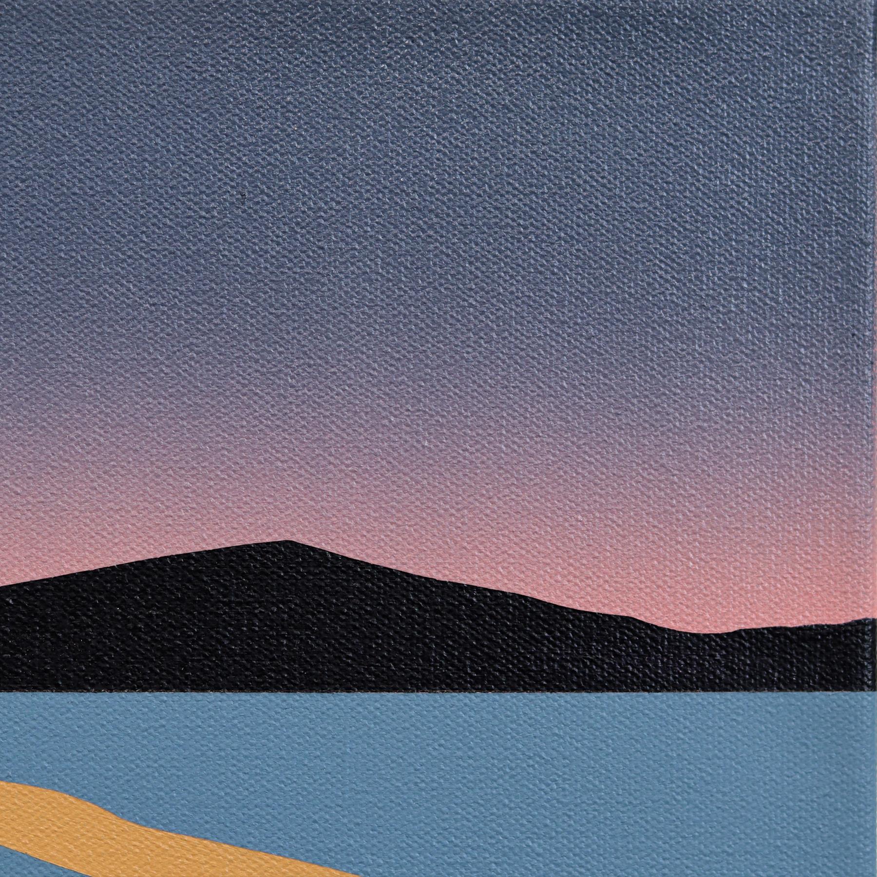 Lines of Light #2 (Dusk) - Original Moody Surrealist Acrylic Painting on Panel For Sale 2