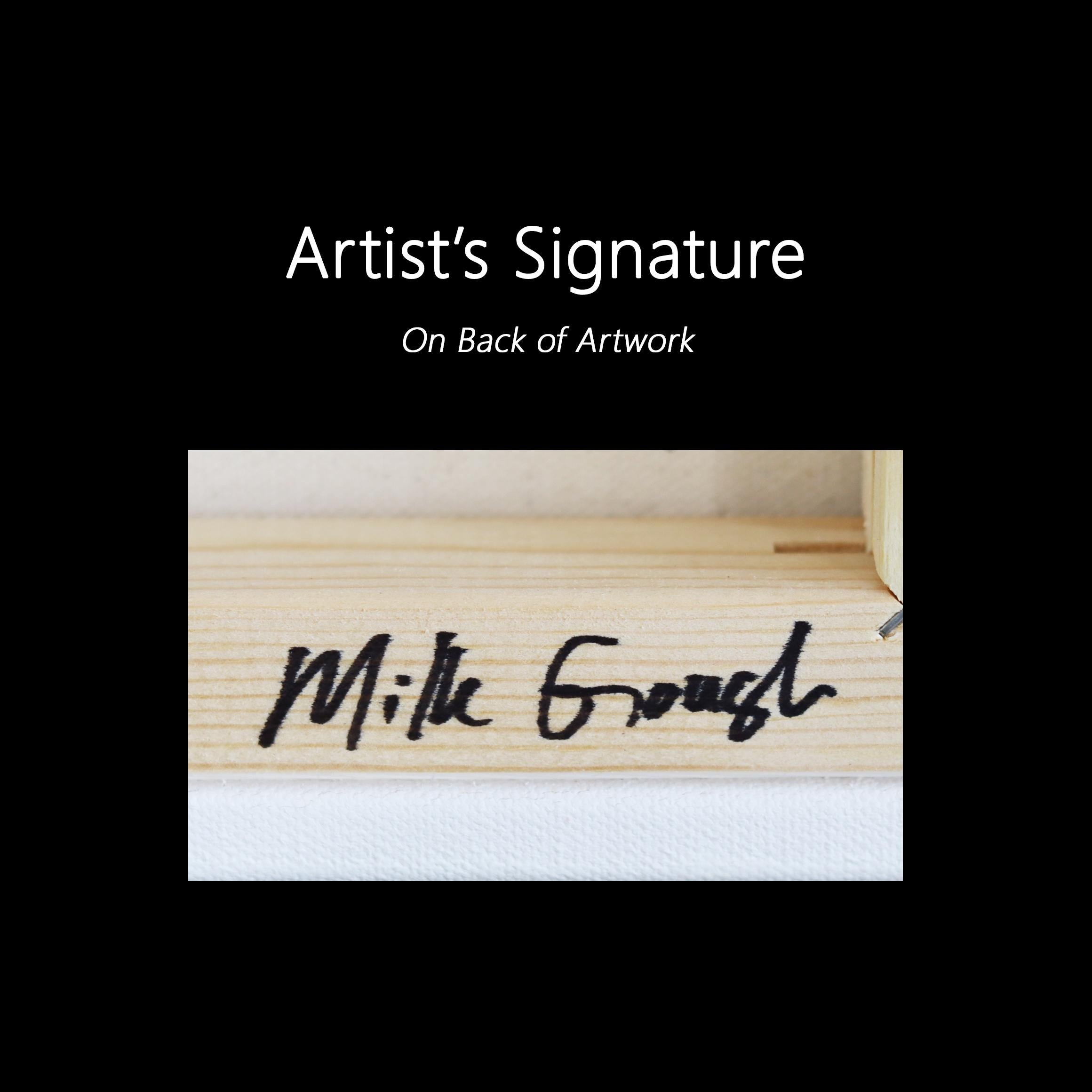 Lines of Light #2 (Dusk) - Original Moody Surrealist Acrylic Painting on Panel For Sale 6