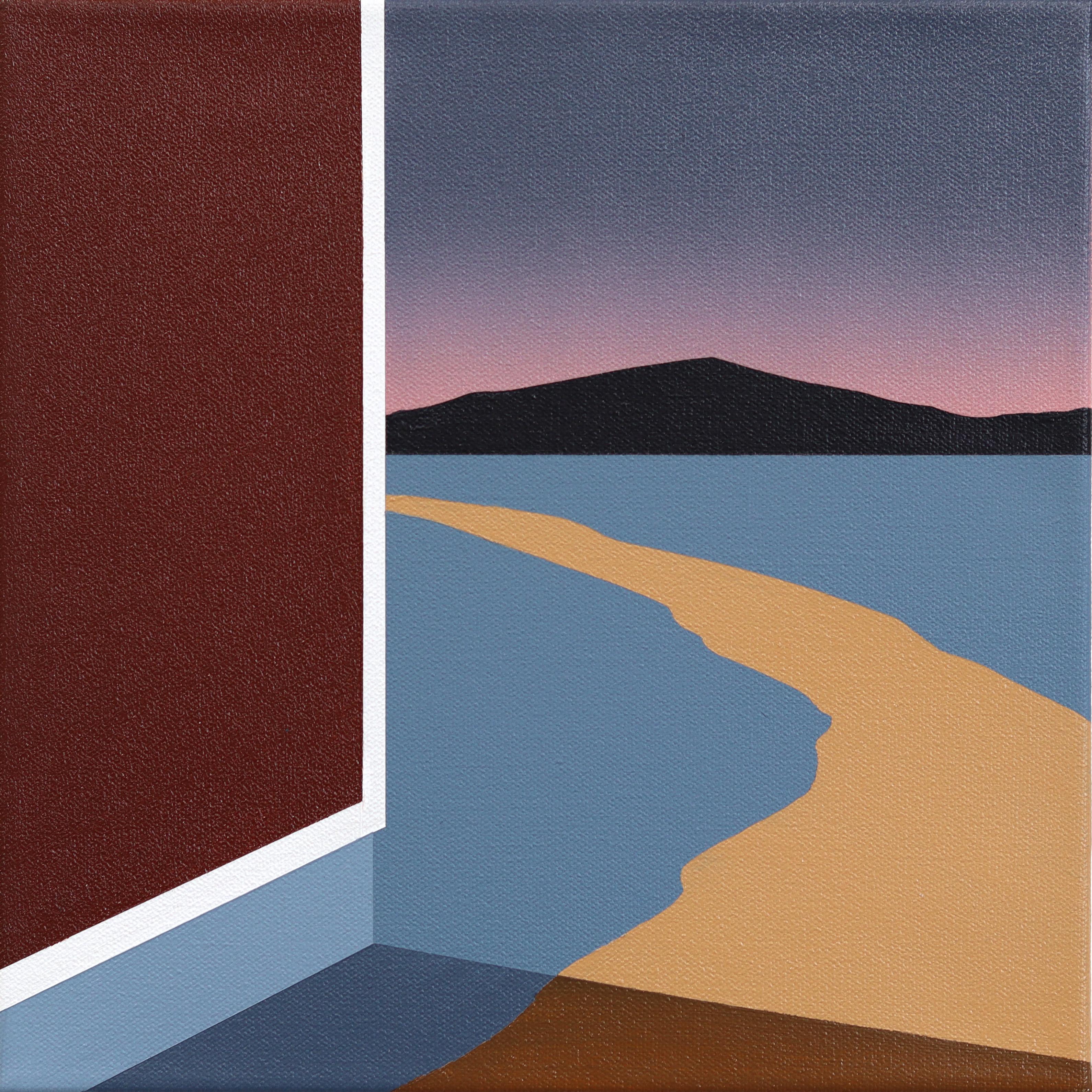 Lines of Light #2 (Dusk) - Original Moody Surrealist Acrylic Painting on Panel - Mixed Media Art by Mike Gough