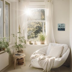 Líneas de luz n.º 5 (Deriva) - Pintura surrealista de paisaje en tono verde salvia malhumorado