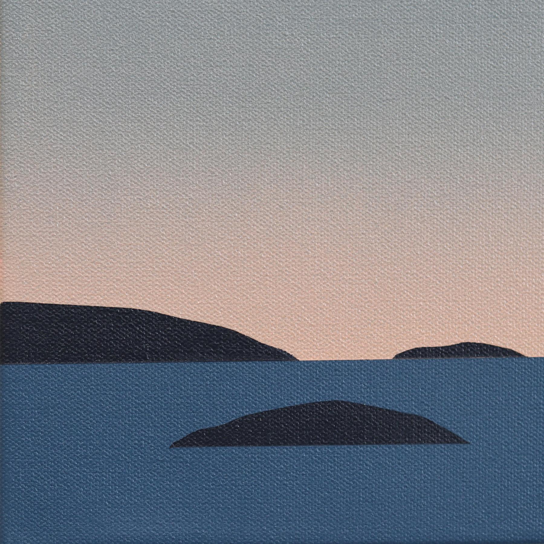 Lines of Light #6 (Vesper) - Stimmungsvolle surrealistische Landschaftsmalerei in kühlen Tönen im Angebot 2