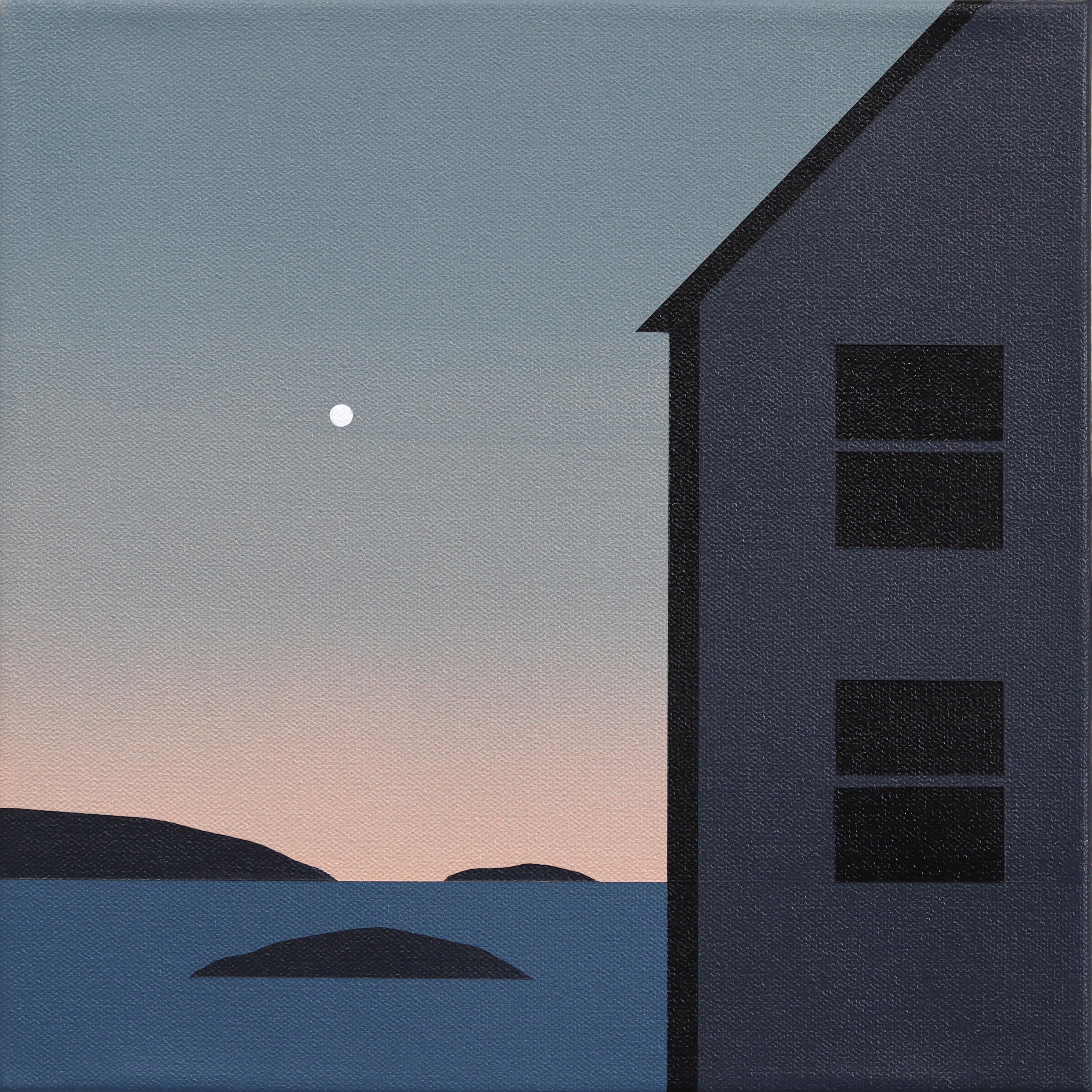 Lines of Light #6 (Vesper) - Moody Cool Tone Surrealist Landscape Painting