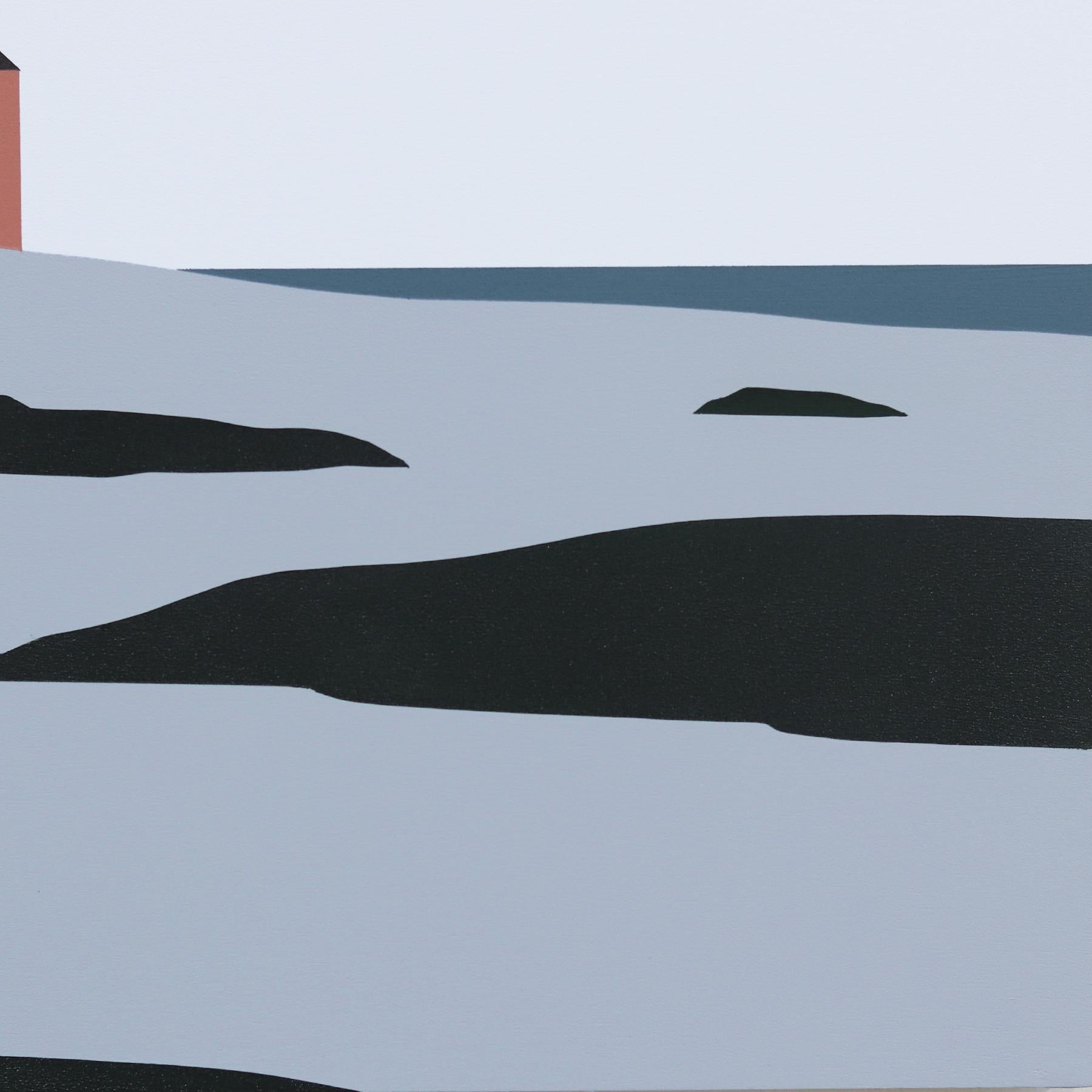 Red House, Fogo  Peinture de paysage d'ambiance minimaliste en vente 3