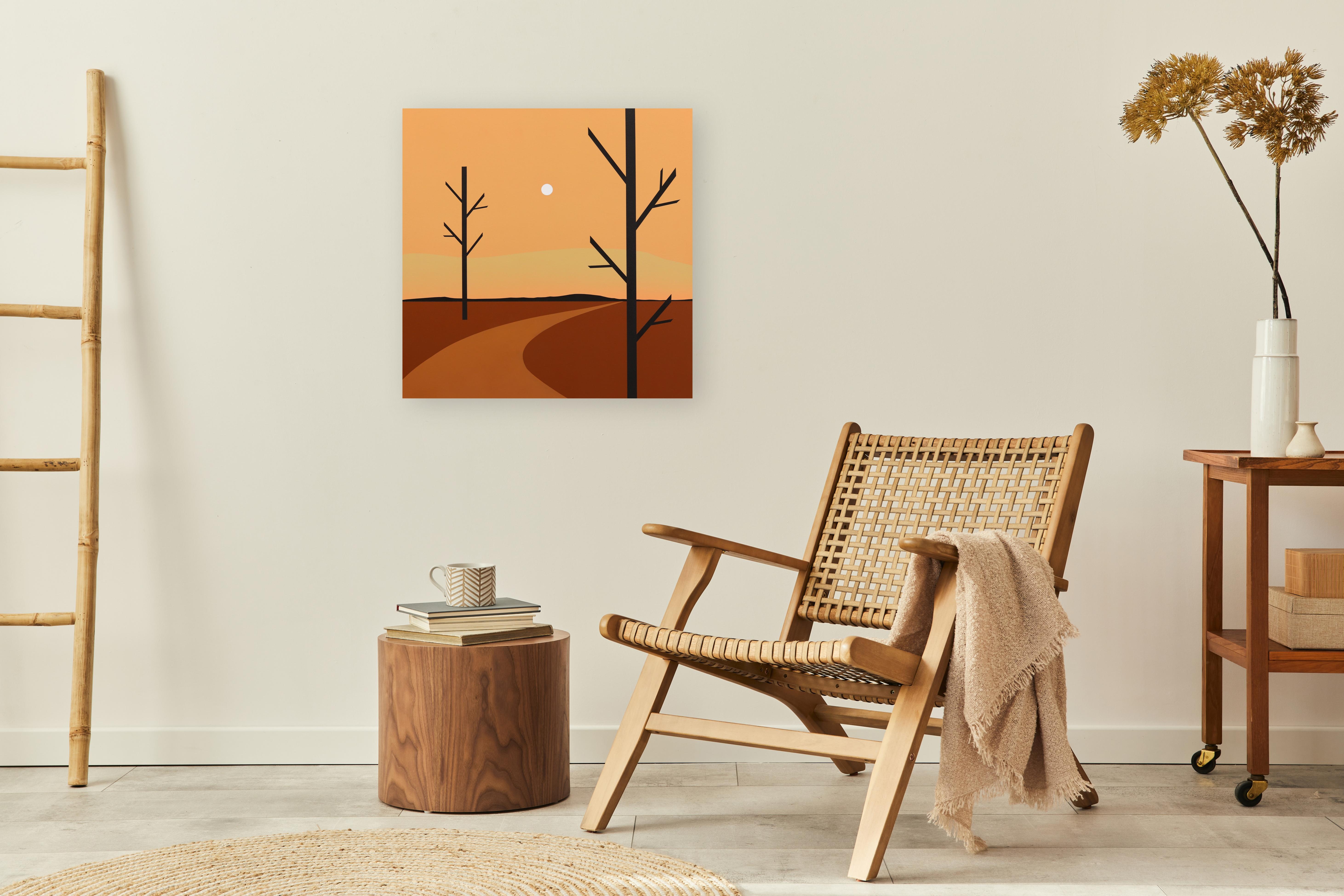 The Way Home - Original Minimalist Scenic Warm Earth Tones Landscape Painting For Sale 4