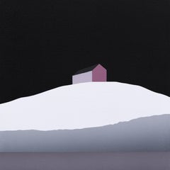 Wait For Me Here - Minimalist Scenic Landscape House on a Hill Painting