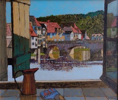 Bridge at Argenton - Französisches Landschaftsfenster Flussblick Acryl-Gemäldebrett