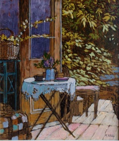 Gartenzimmer - zeitgenössisches farbenfrohes Acryl-Gemälde für den Außenbereich