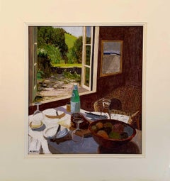 Lunch with Garden View - contemporary still-life window landscape room interior